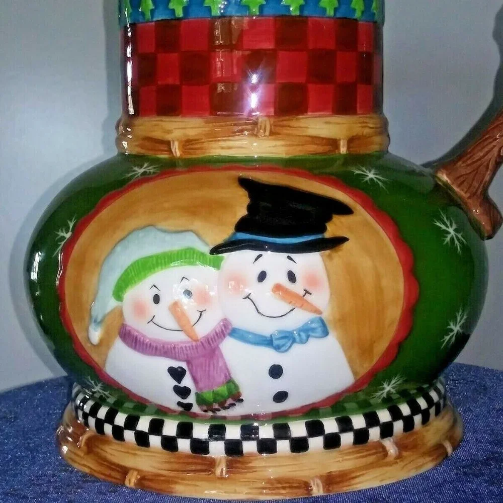 VTG Snowman Mr. & Mrs. Pitcher VASE Checkered Peggy Fairfax House of Hatten